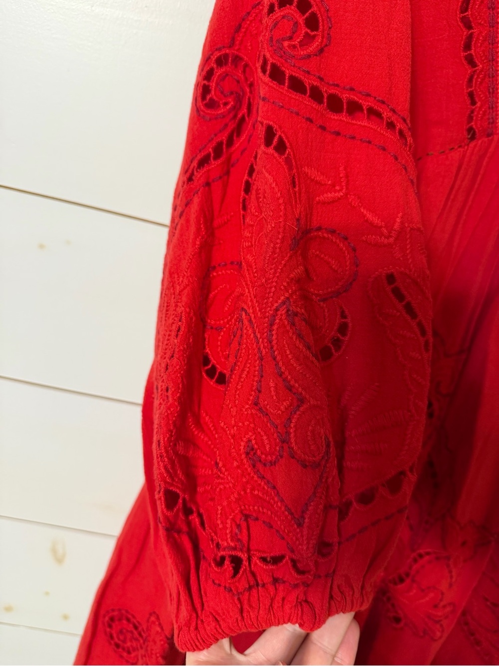 Zara Red Embroidered Dress Size S NWT - Picture 3 of 6